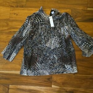 Chico's Animal Print Sheer Blouse